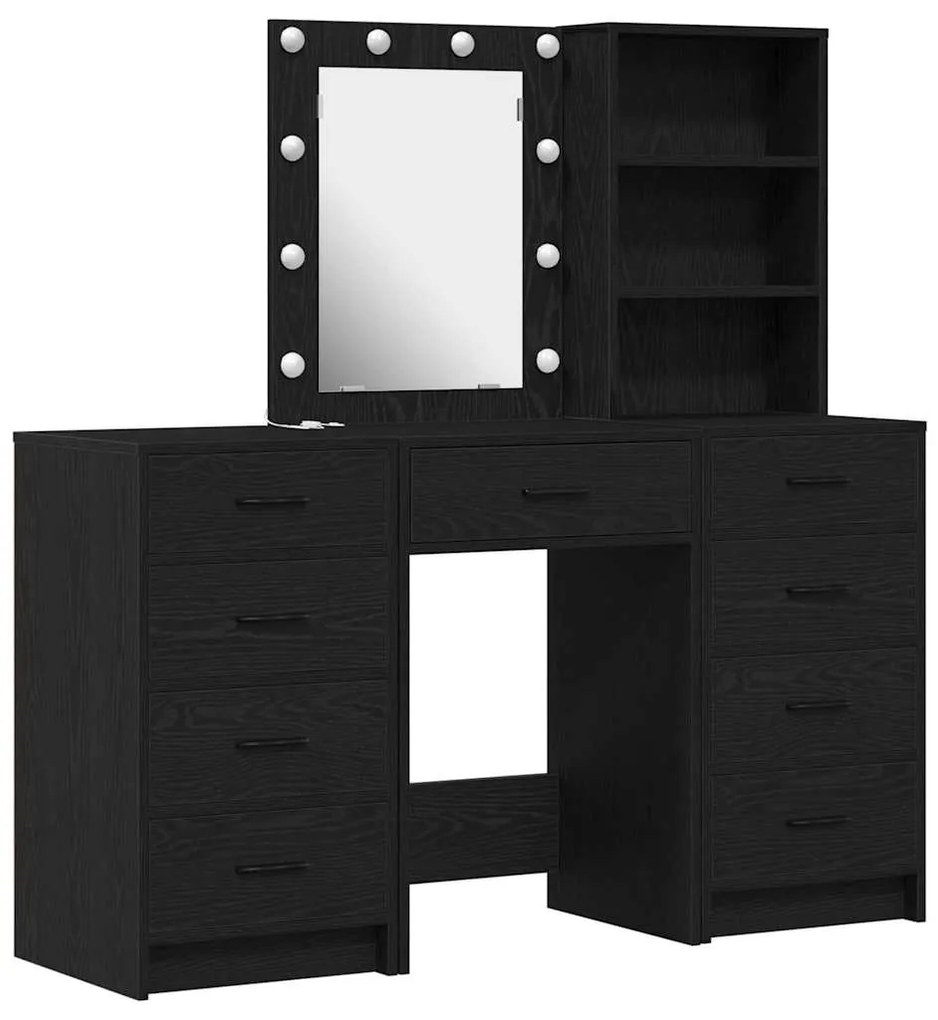 vidaXL Τραπέζι περιποίησης με συρτάρι 3 pcs Μαύρο 40 x 41 x 135 εκ.