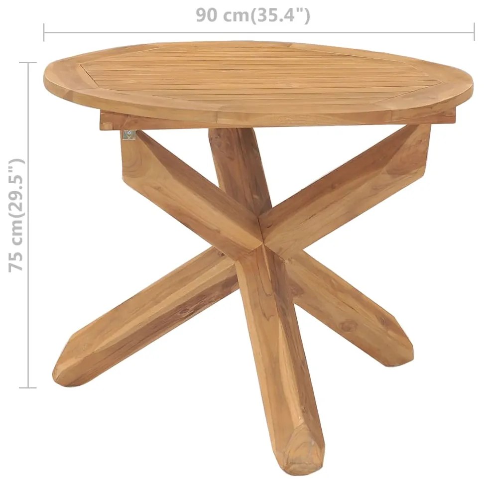 vidaXL Τραπεζαρία Κήπου Ø90 x 75 εκ. από Μασίφ Ξύλο Teak