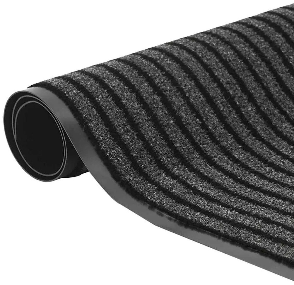 vidaXL Χαλάκι Εξώπορτας Μαύρο και Γκρι 60 x 150 cm Πολυπροπυλένιο, PVC