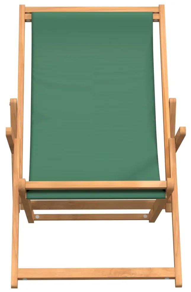vidaXL Καρέκλα Παραλίας Πτυσσόμενη Πράσινη από Μασίφ Ξύλο Teak
