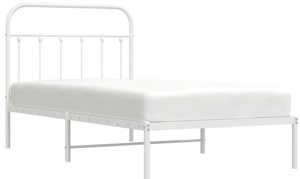 vidaXL Πλαίσιο Κρεβατιού με Κεφαλάρι Λευκό 100x190 εκ. Μεταλλικό