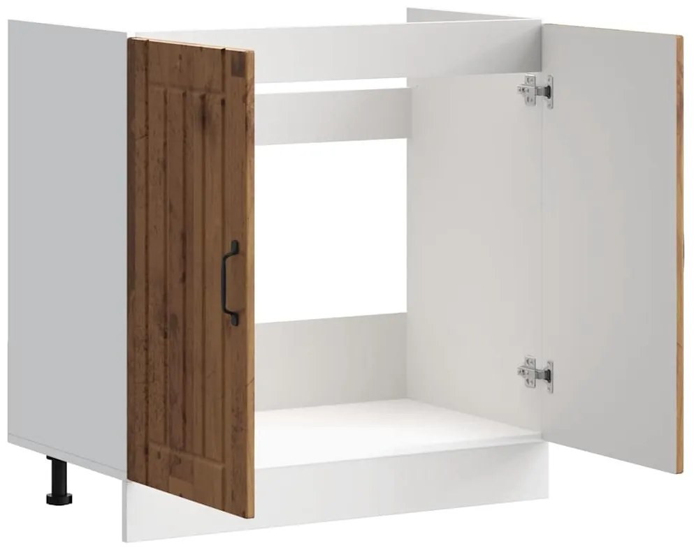 vidaXL νιπτήρας ντουλάπι βάσης "Lucca" Παλιό ξύλο μηχανουργικό ξύλο