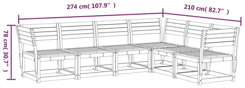 Καναπές Κήπου Σετ 6 Τεμαχίων Λευκός από Μασίφ Ξύλο Πεύκου - Λευκό