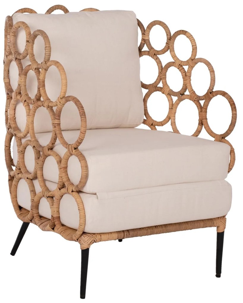 Πολυθρόνα RINGER C9341 Μεταλλική με Φυσικό RAttan 65x69x86Y εκ. 65x69x86 εκ.