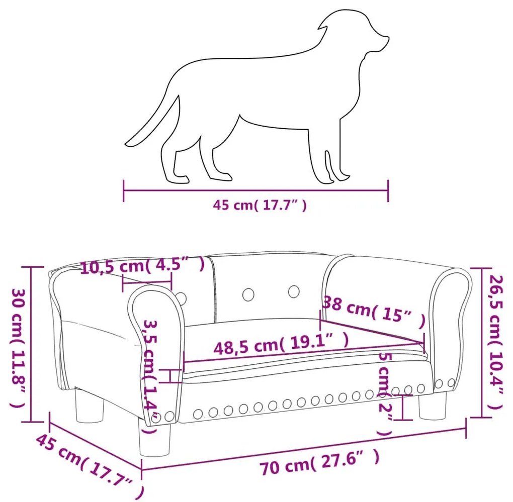 Κρεβάτι Σκύλου Κρεμ 70 x 45 x 30 εκ. Βελούδινο - Κρεμ