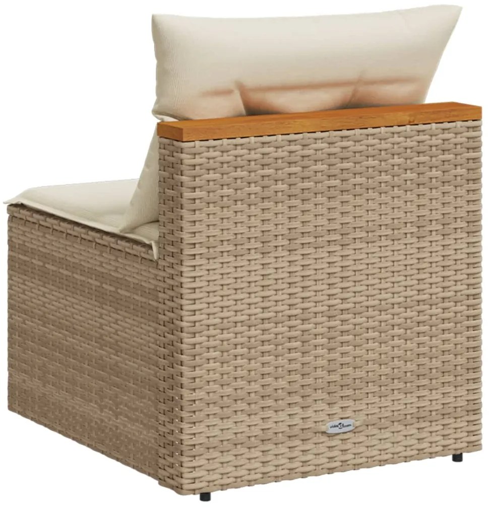 vidaXL Καναπέδες Κήπου Χωρίς Μπράτσα 2 τεμ. Μπεζ Συνθ. Ρατάν &amp; Μαξιλ.