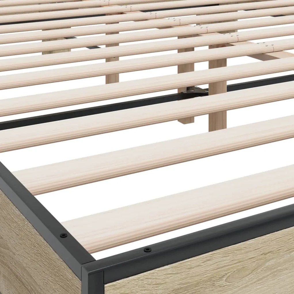 vidaXL Πλαίσιο Κρεβατιού Sonoma Δρυς 150x200 εκ. Επεξ. Ξύλο &amp; Μέταλλο
