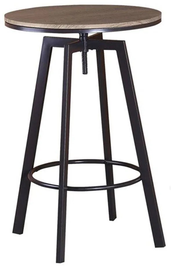 Τραπέζι Bar York ΕΜ9793,1Τ 63x63x94/104 (D.60)cm Dark Brown-Wallnut Σετ 2τμχ Μελαμίνη,Μέταλλο