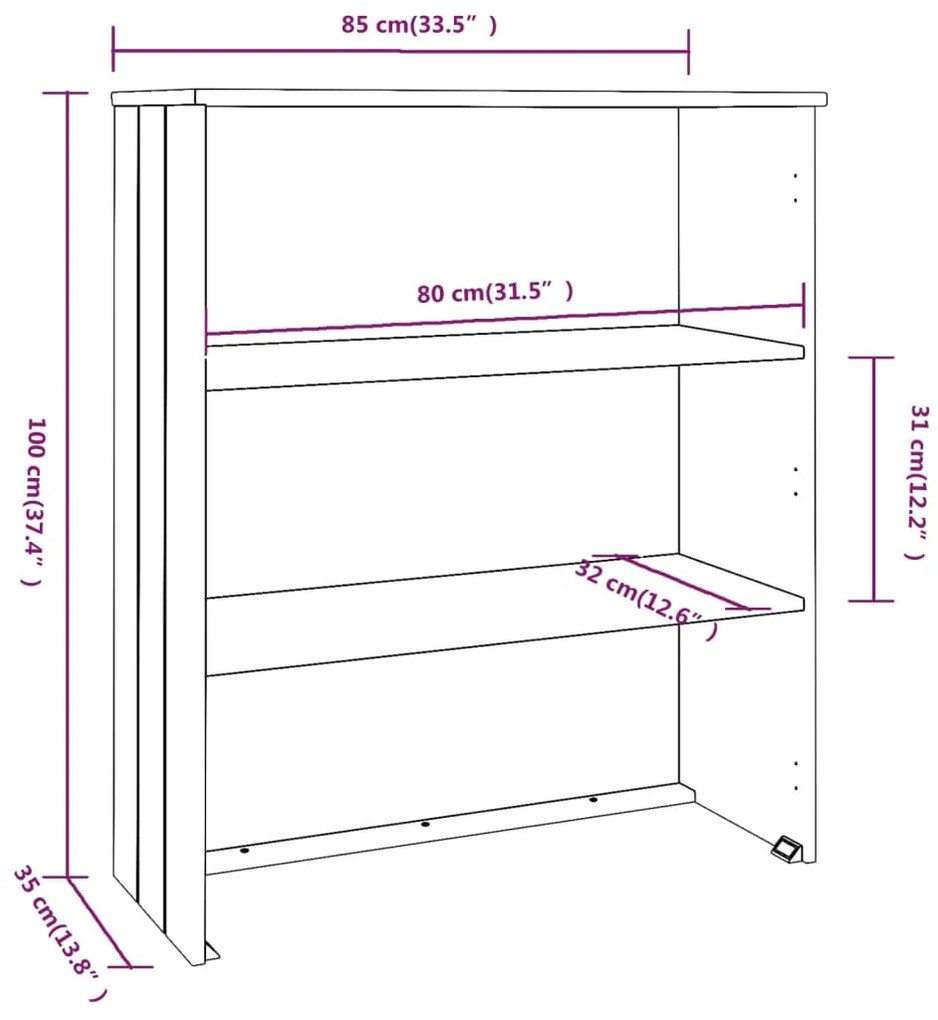 vidaXL Πάνω Μέρος για Ντουλάπι HAMAR Μελί 85 x 35 x 100εκ. Ξύλο Πεύκου
