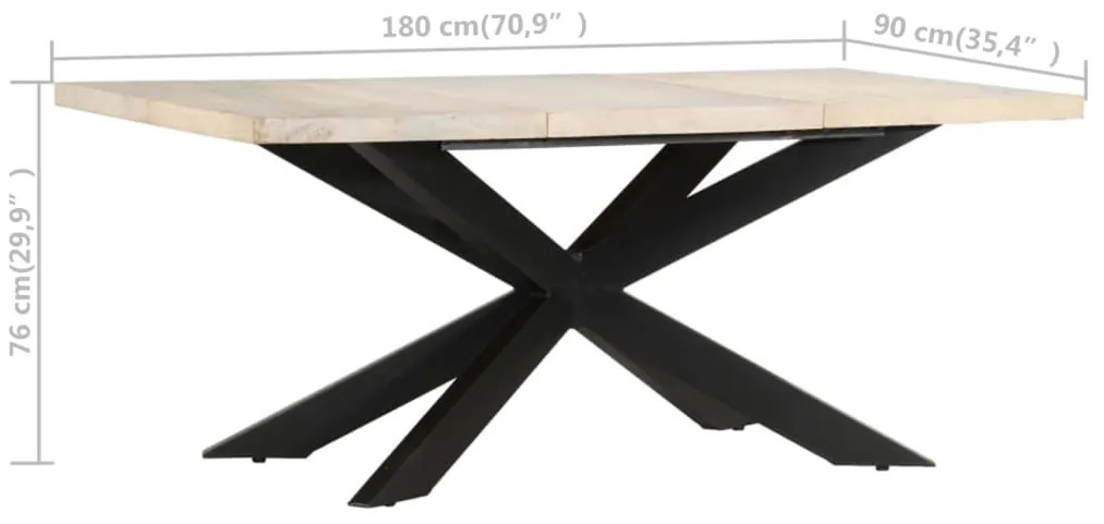 vidaXL Τραπεζαρία 180 x 90 x 76 εκ. από Μασίφ Ξεβαμμένο Ξύλο Μάνγκο