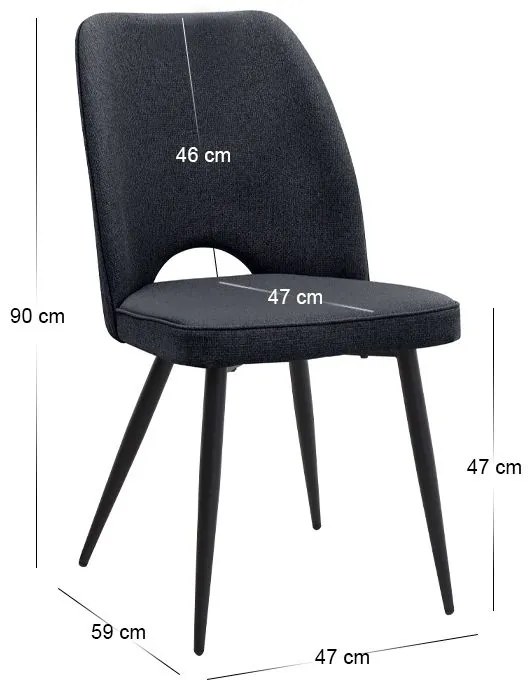 Σετ τραπεζαρία 5τμχ Roger - Christy Megapap Mdf - ύφασμα χρώμα μαύρο εφέ μαρμάρου - ανθρακί 120x70x75εκ.