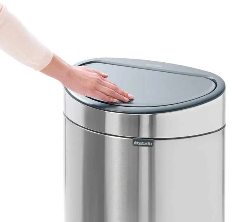 Κάδος Brabantia Touch Bin New 649733, 40 l, αθόρυβο και ομαλό κλείσιμο, επίπεδη πλάτη, Μαύρο