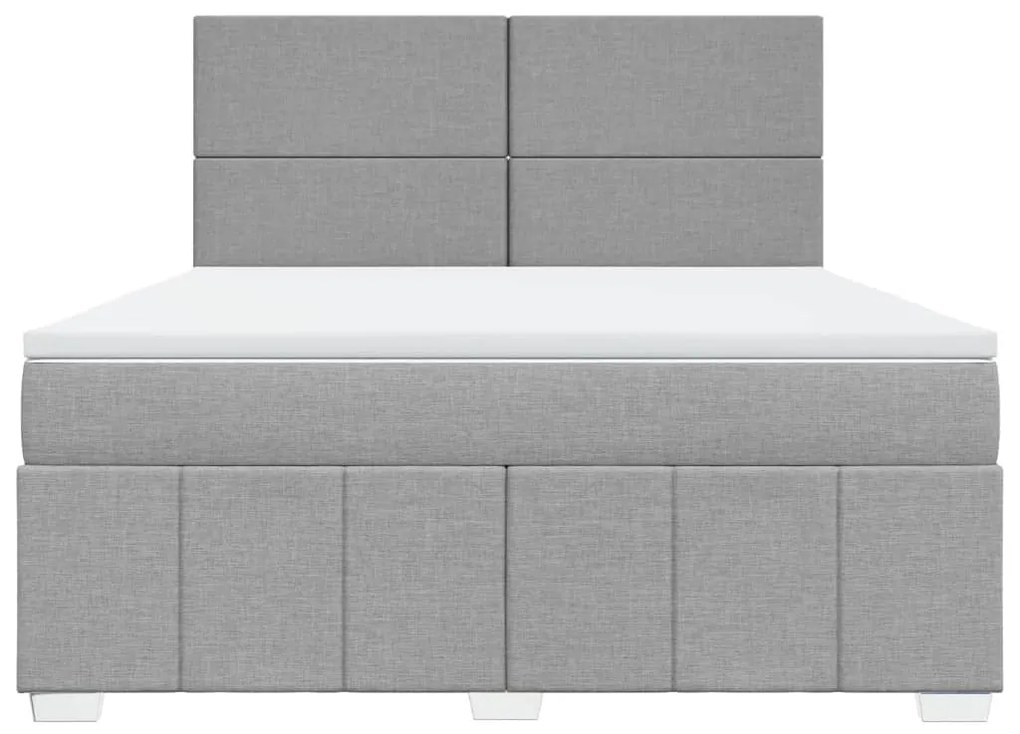 vidaXL Κρεβάτι Boxspring με Στρώμα Ανοιχτό Γκρι 180x200 εκ. Υφασμάτινο