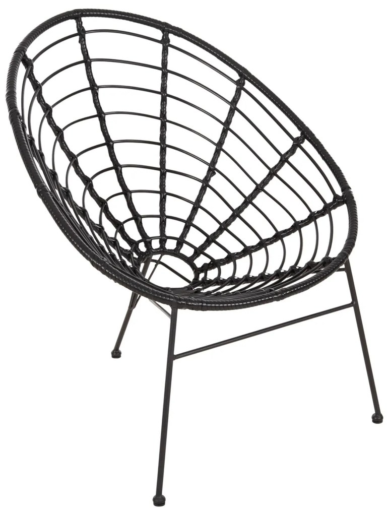 ΠΟΛΥΘΡΟΝΑ ΤΥΠΟΥ ΦΩΛΙΑ ΜΕΤΑΛΛΙΚΗ ALLEGRA  ΜΕ WICKER-ΜΑΥΡΟ 73x78x88Υεκ. 73x78x88 εκ.