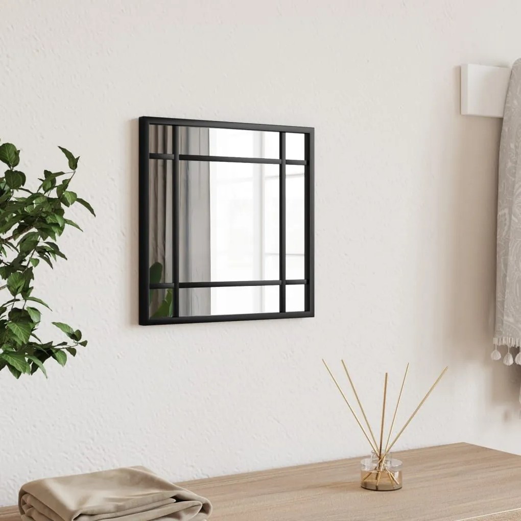 Καθρέφτης Τοίχου Τετράγωνος Μαύρος 30 x 30 εκ. από Σίδερο - Μαύρο