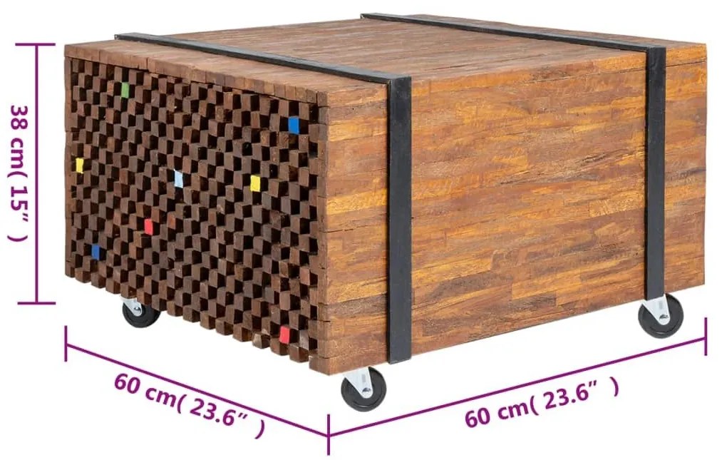 Τραπεζάκι Βοηθητικό 60 x 60 x 38 εκ. από Ξύλο Teak - Καφέ