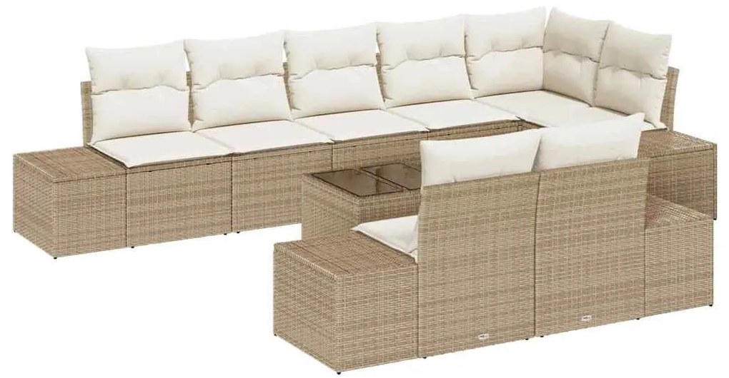 vidaXL Σετ Καναπέ Κήπου 9 pcs μπεζ και κρεμ 319 x 154 x 85 εκ.