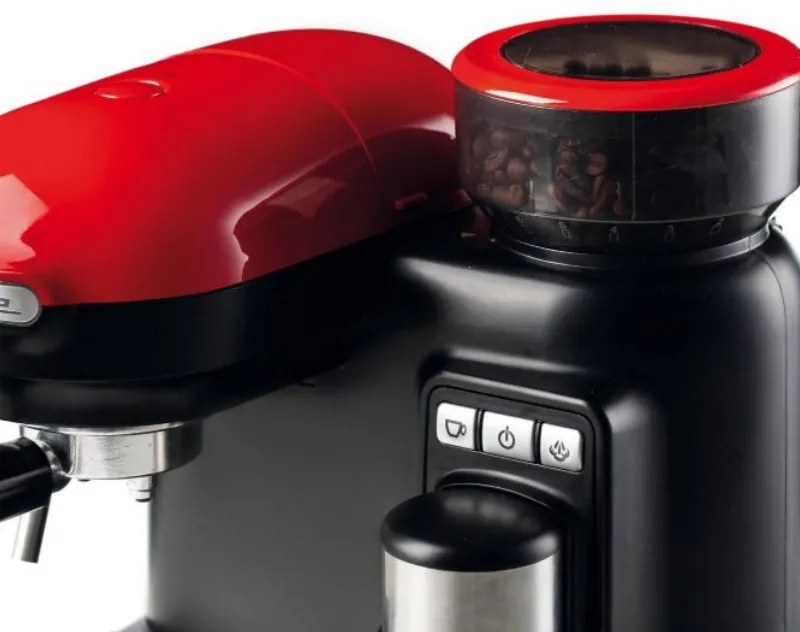Μηχανή εσπρέσο Ariete ESPRESSO MODERNA 1318/00, 1080W, 15 bar, 0.8 l, Ενσωματωμένος μύλος καφέ, Ατμομάγειρας, Κόκκινο