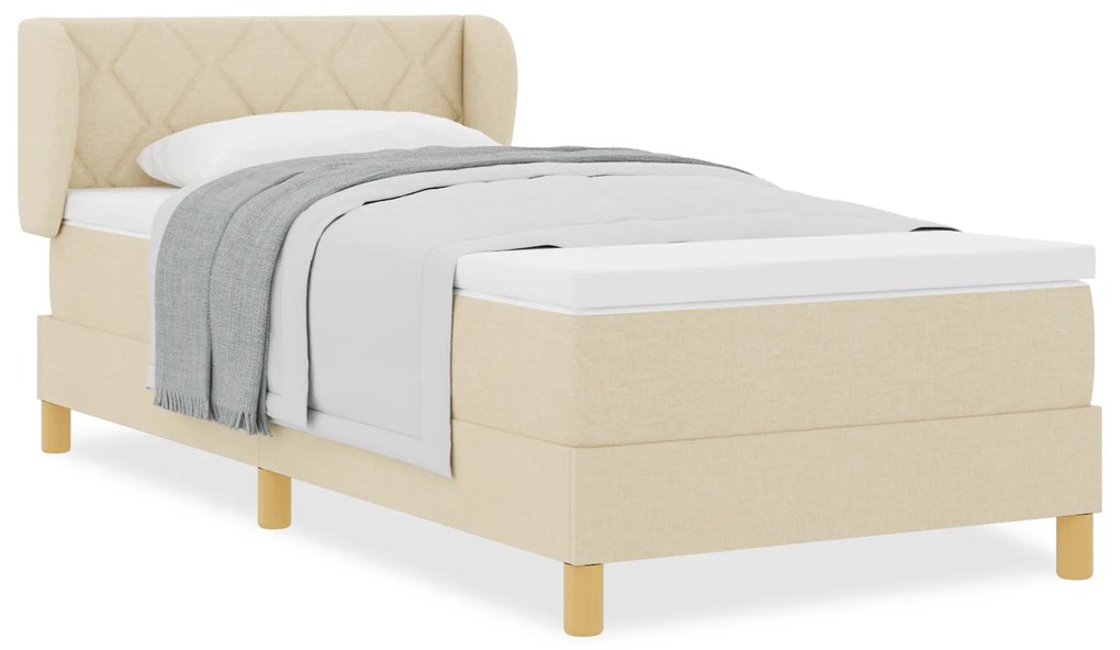 vidaXL Κρεβάτι Box Spring με Στρώμα - Κρεμ 100x200 cm Ύφασμα