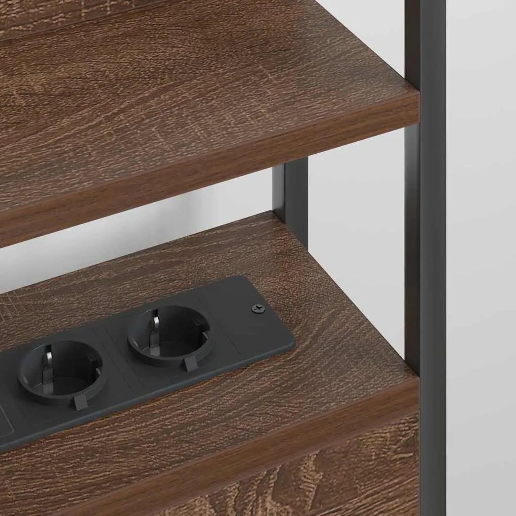 vidaXL Κεφαλάρι Αποθήκης με ράφι Καφέ δρυς 135 cm Επεξεργασμένο ξύλο