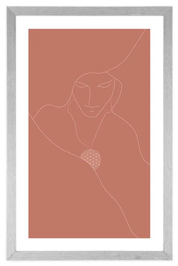 Αφίσα με παρπαστού Διακριτικές γραμμές και το λουλούδι της ζωής - 60x90 white