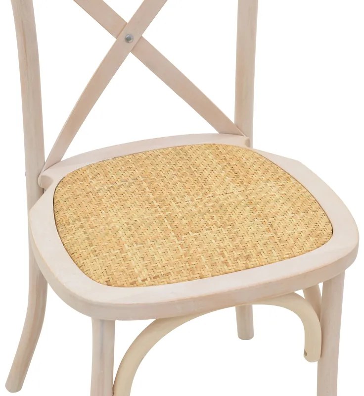 Καρέκλα Dylon pakoworld στοιβαζόμενη white wash ξύλο οξιάς-έδρα φυσικό rattan 48x52x89εκ (1 τεμάχια)