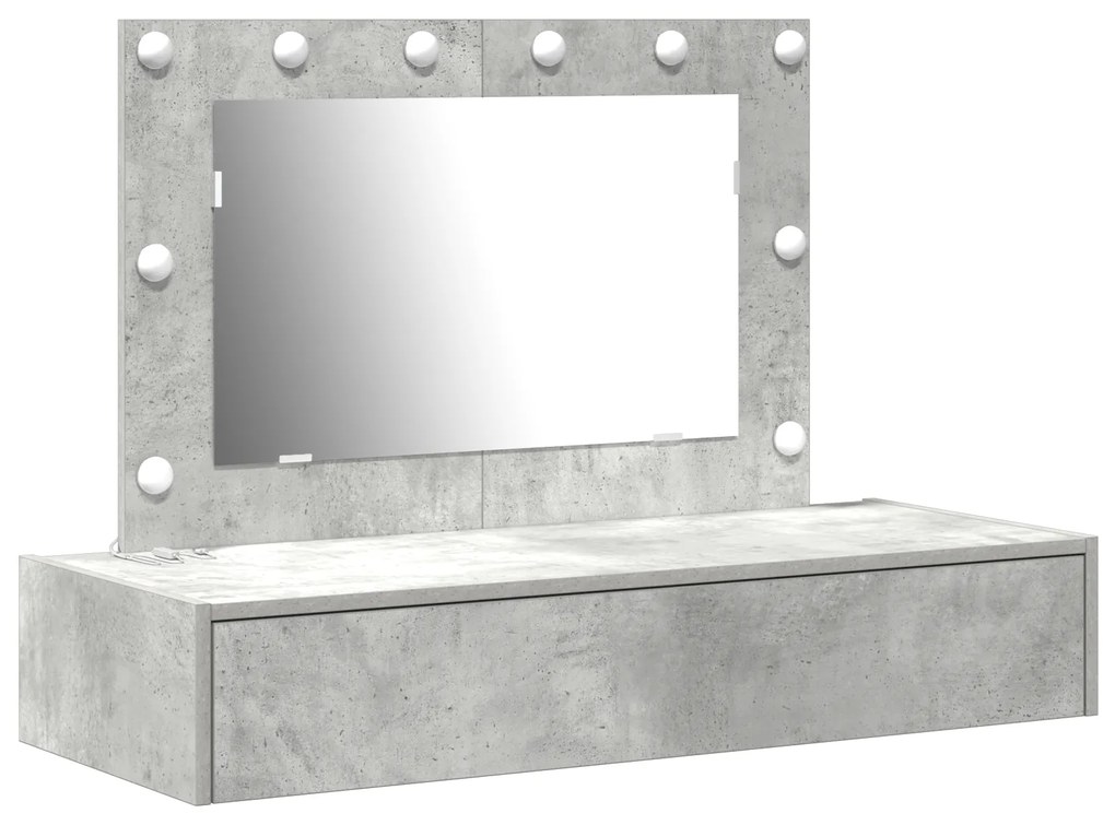 vidaXL Επιτοίχιο Dressing Table με LED Φώτα σε Concrete Grey