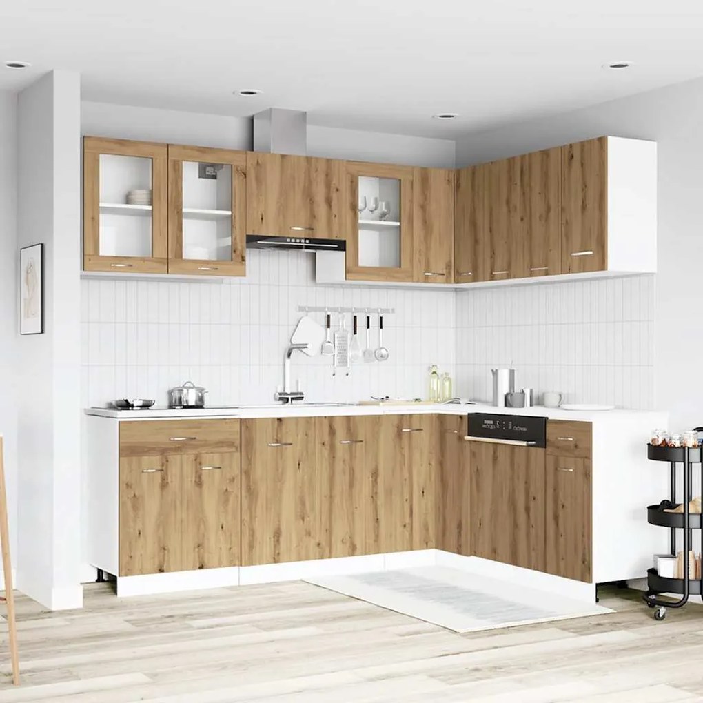 vidaXL 11 τεμαχίων σετ ντουλαπιών κουζίνας Artisan Oak Engineered Wood