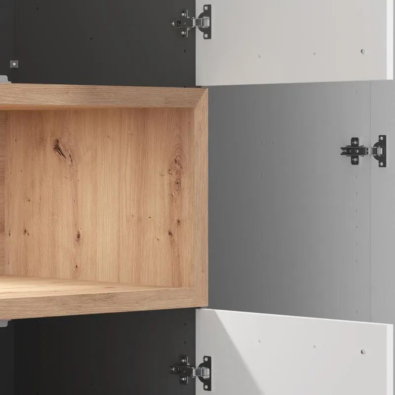 Ντουλάπα DONALD 3K2F1O Τρίφυλλη με Καθρέπτη Artisan Oak - Λευκό 135x57x227εκ. 135x57x227 εκ.