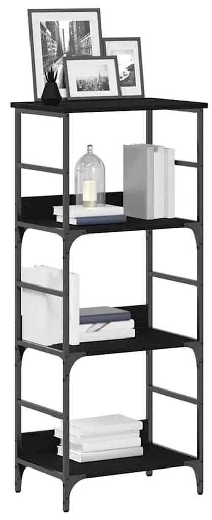 vidaXL Ράφι Βιβλίων Μαύρη Οξυά 50 x 33 x 117,5 εκ Επεξεργασμένο ξύλο