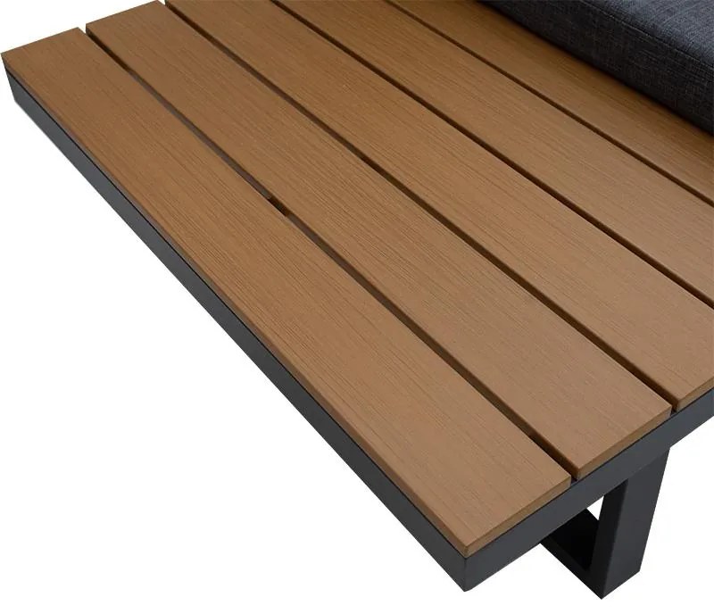 Σαλόνι Christie αλουμίνιο-plywood ύφασμα γκρι-φυσικό 178x78x76 εκ.