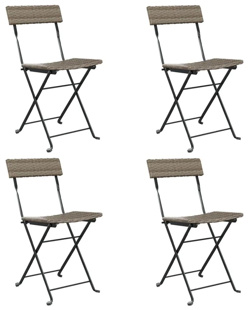 vidaXL Καρέκλες Bistro Πτυσσόμενες 4 τεμ Γκρι Συνθετικό Ρατάν & Ατσάλι