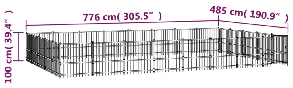 vidaXL Κλουβί Σκύλου Εξωτερικού Χώρου 37,64 μ² από Ατσάλι