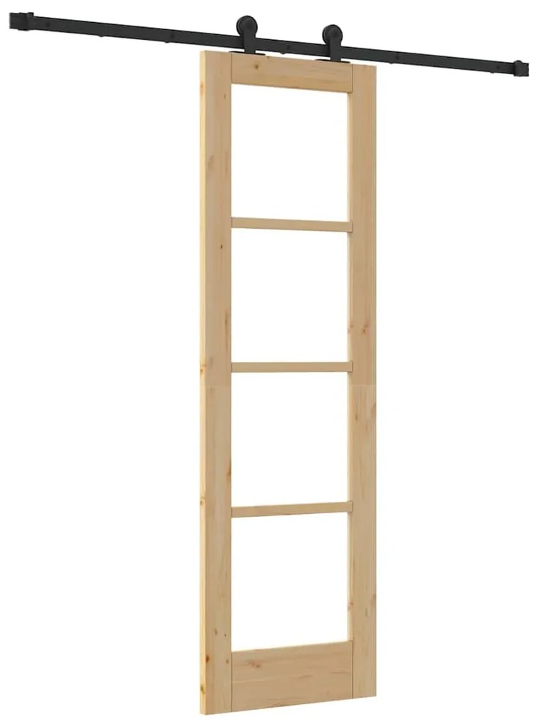 vidaXL Συρόμενη Πόρτα Καφέ 61 x 198.5 εκ. Ξύλο και μέταλλο