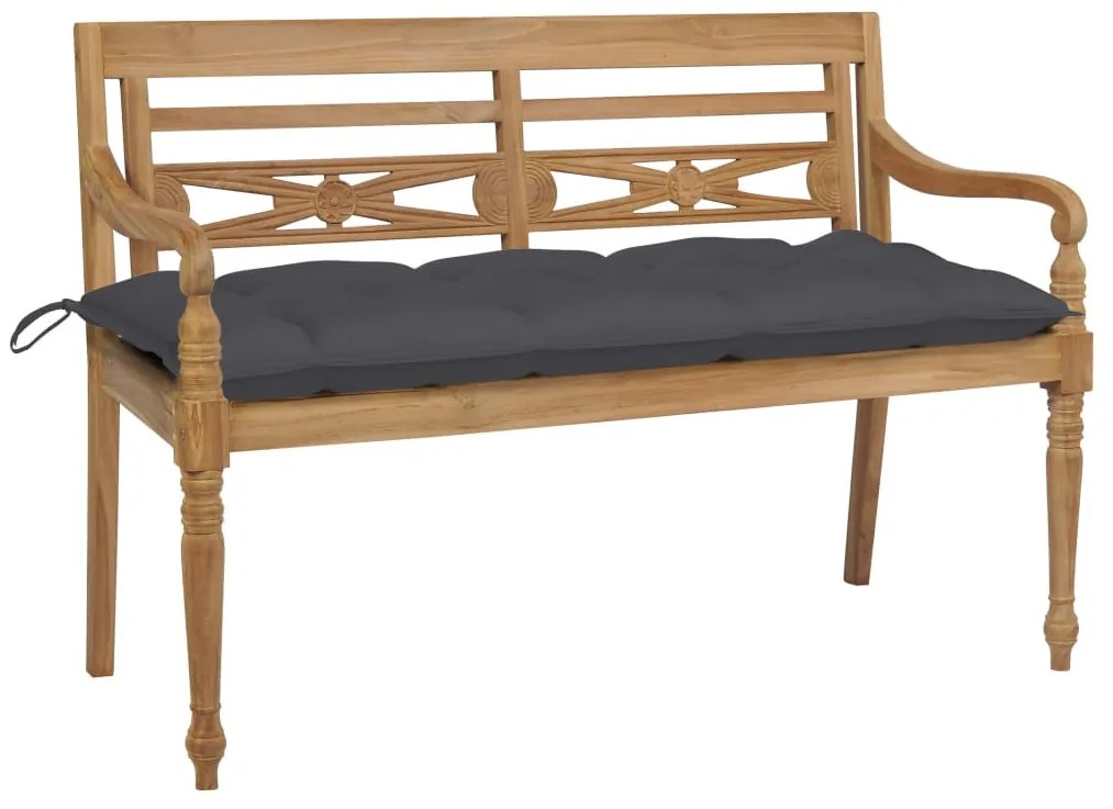 vidaXL Παγκάκι Κήπου Batavia 120 εκ. από Ξύλο Teak & Ανθρακί Μαξιλάρι
