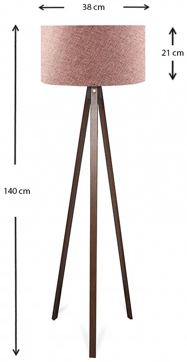 Φωτιστικό δαπέδου Rosling Megapap Mdf/ύφασμα Pvc χρώμα καρυδί - dusty rose 38x38x140εκ. - GP029-0001,18