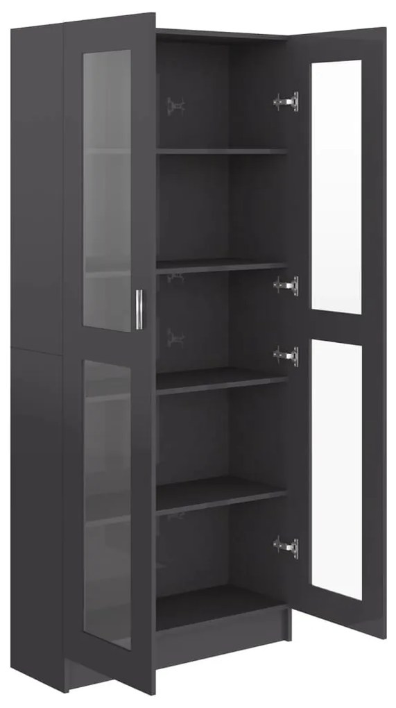 vidaXL Βιτρίνα Γυαλιστερό Γκρι 82,5 x 30,5 x 185,5 εκ. Μοριοσανίδα