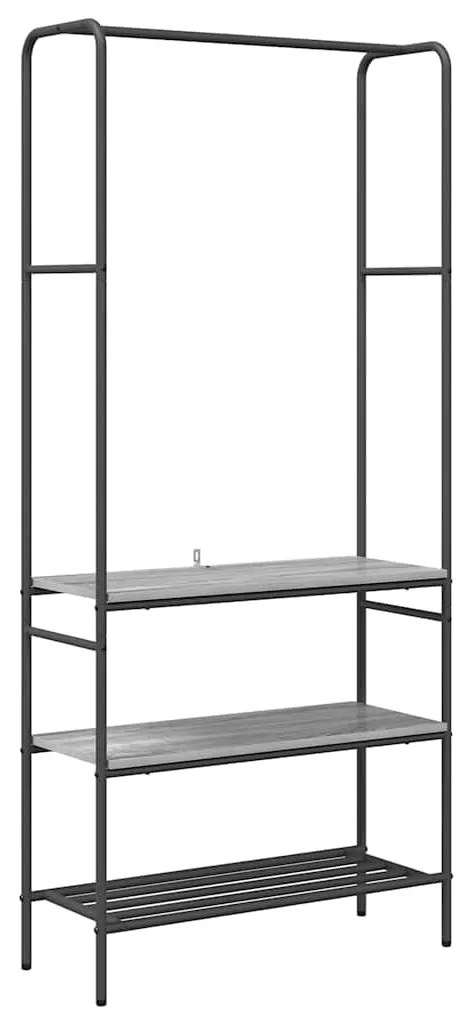 vidaXL Ράφι ρούχων με ράφια Γκρι sonoma 77 x 30 x 171 εκ
