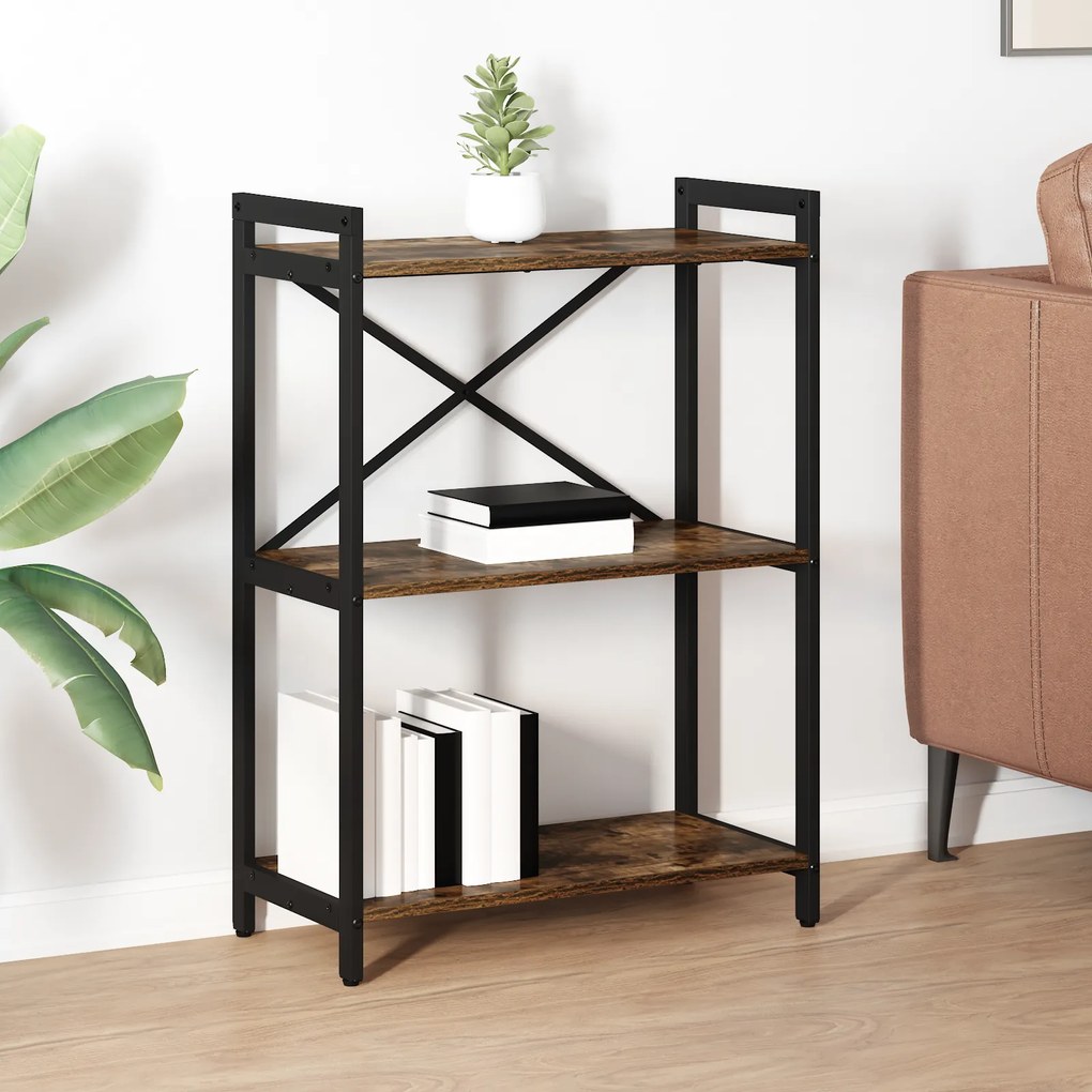 vidaXL Βιβλιοθήκη Καπνιστή δρυς 60 x 30 x 83 εκ Επεξεργασμένο ξύλο