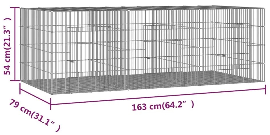 vidaXL Κλουβί Κουνελιών 3 Πάνελ 163x79x54 εκ. από Γαλβανισμένο Σίδερο