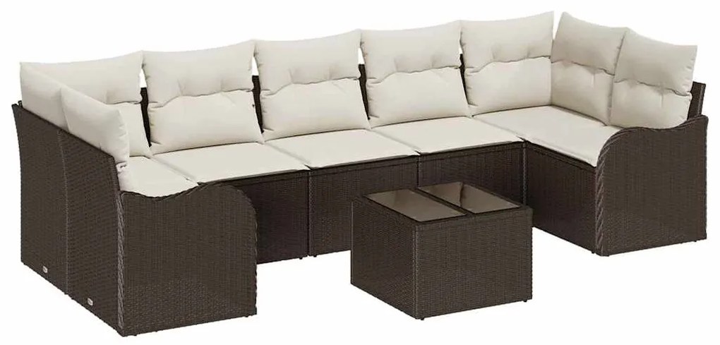 vidaXL Σετ Καναπέ Κήπου 8 pcs Καφέ 55 x 55 x 37 εκ Πολυ ράταν