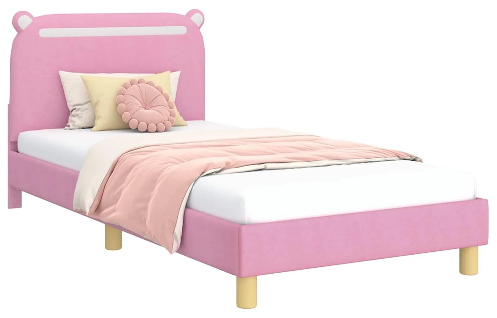 vidaXL Κρεβάτι Παιδικής Κρεβατοκάμαρας με Κεφαλάκι Ροζ 80 x 200 cm