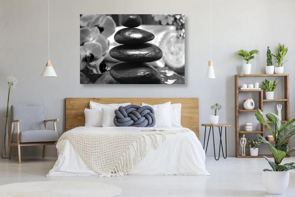 Εικόνα Ζεν χαλαρωτικές πέτρες σε μαύρο & άσπρο