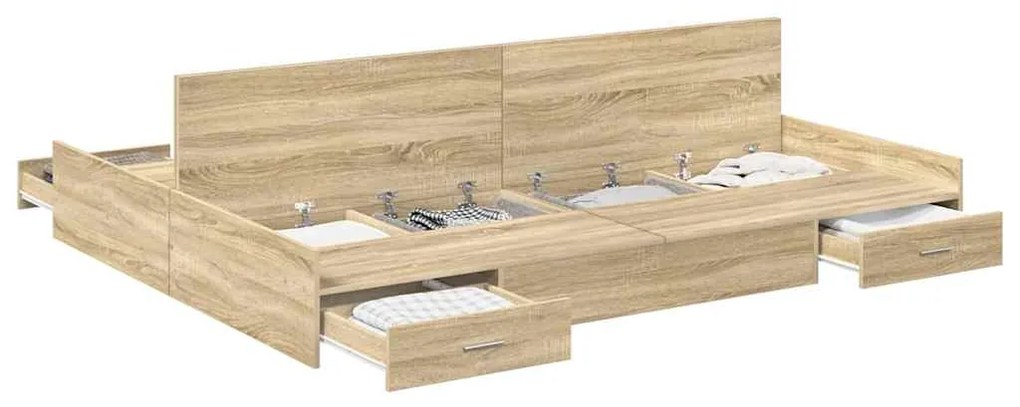vidaXL Κρεβάτι με αποθηκευτικό χώρο Sonoma Δρυς 135 x 190 cm