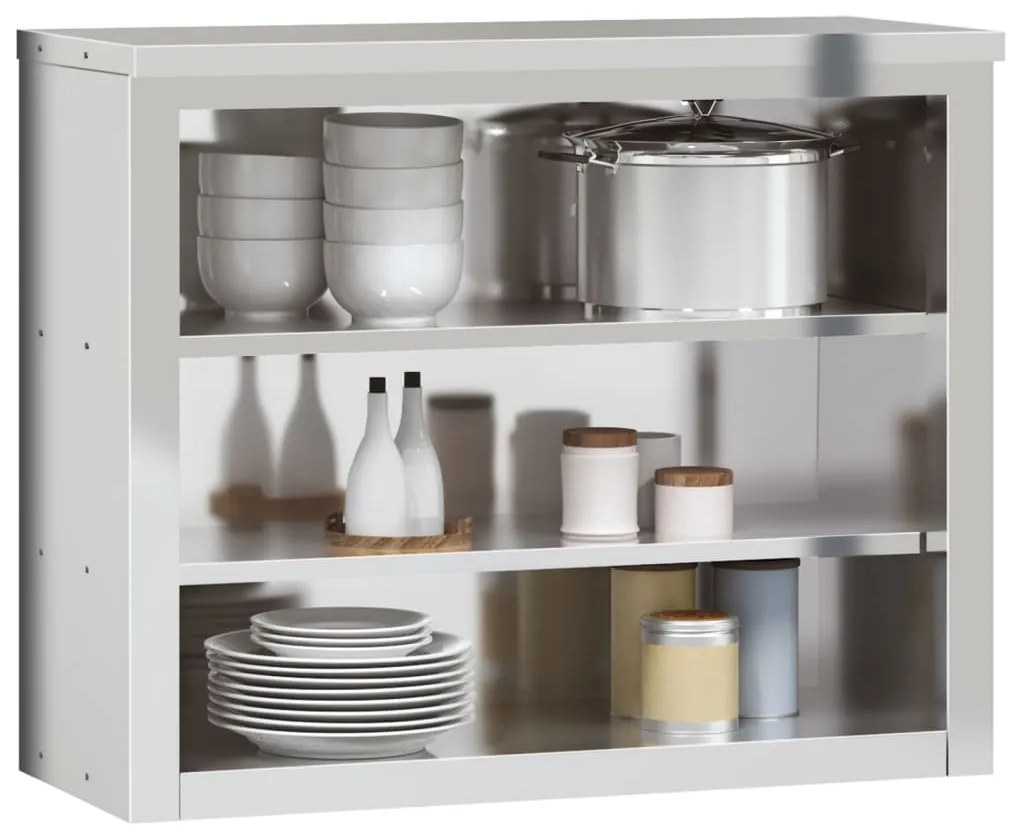vidaXL Ντουλάπι Κουζίνας Επιτοίχιο με Ράφια Ανοξείδωτο Ατσάλι