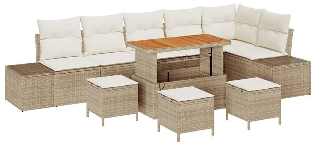 vidaXL Σετ Καναπέ Κήπου με μαξιλάρι 9 pcs Μπεζ, Κρέμα 110 x 55 x 71 εκ