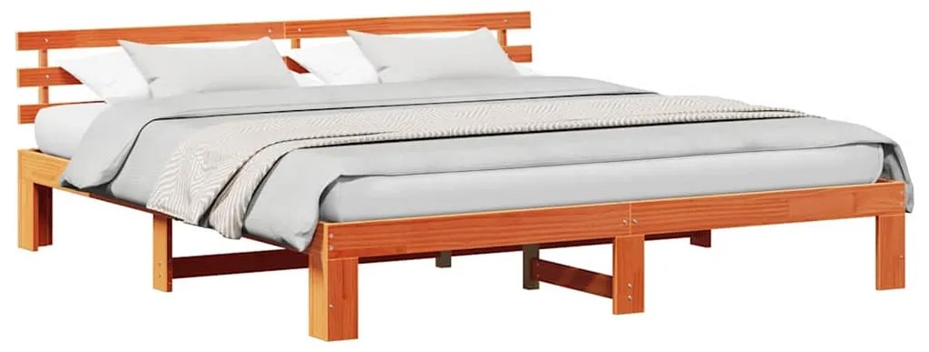 vidaXL Σκελετός Κρεβατιού Καφέ 200 x 200 cm Μασίφ ξύλο πεύκου