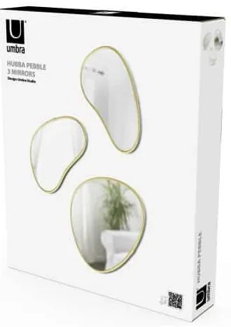 Σετ 3 καθρέπτες Umbra Hubba Pebble Brass (2x20x28)+(1x31x26)