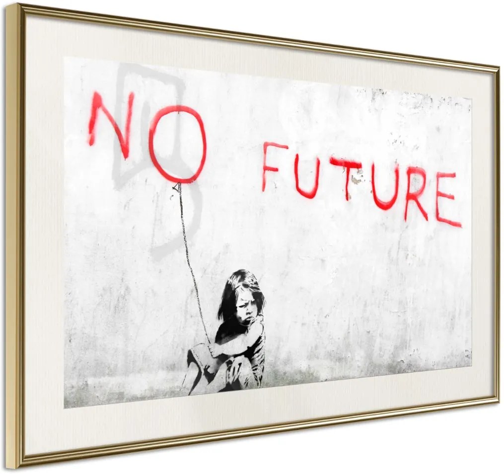 Αφίσα - Banksy: No Future - 30x20 - Χρυσό - Με πασπαρτού