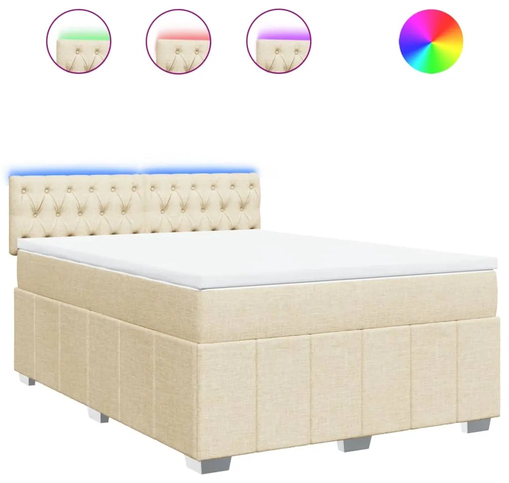 ΚΡΕΒΑΤΙ BOXSPRING ΜΕ ΣΤΡΩΜΑ ΚΡΕΜ 140X190 ΕΚ. ΥΦΑΣΜΑΤΙΝΟ 3289375